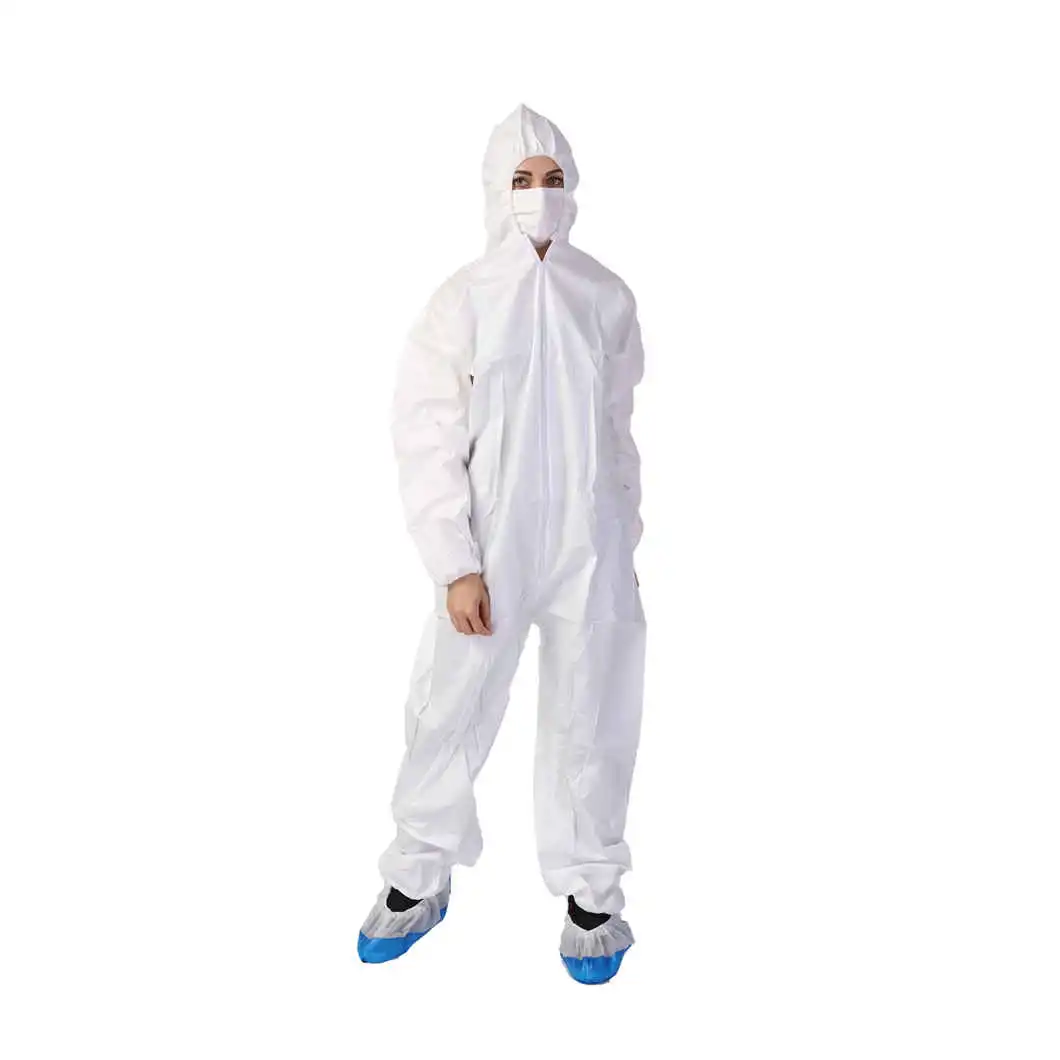 Disposable Waterproof Microporous Anti Static Isolation Hooded Industrial Safety Protective Clothing Non Woven Coverall Suit