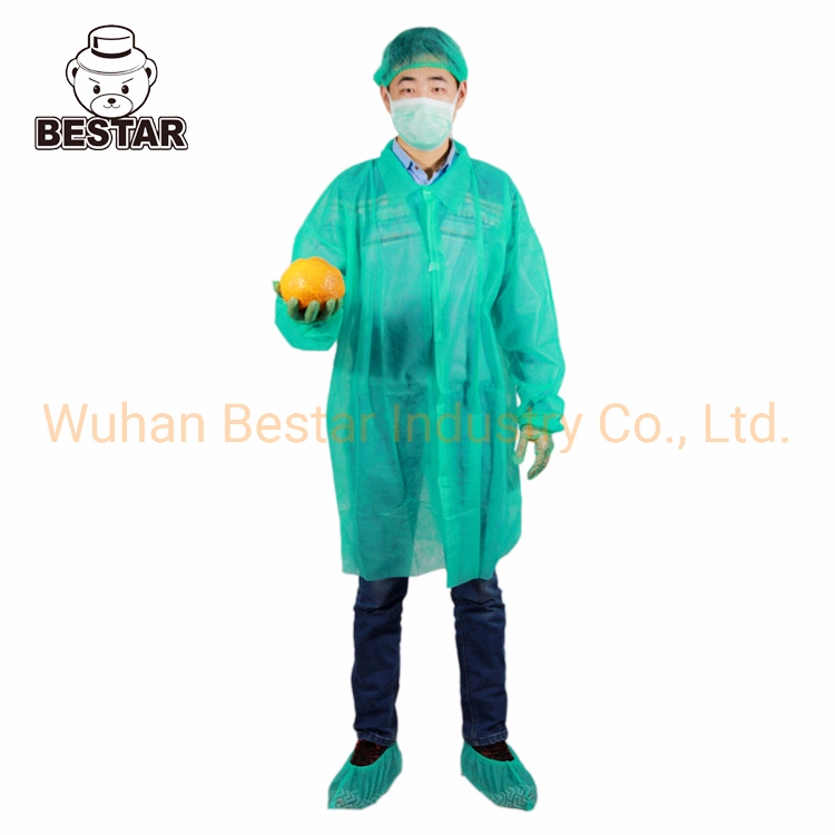 Food Industry Disposable Non-Woven Spp Jacket Visitor Coat Lab Coat