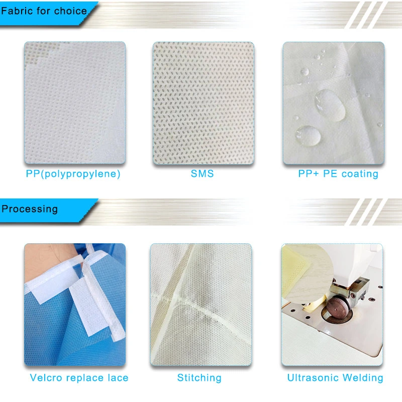 35g/40g/45g SMS Non Woven Sterile Disposable Medical Standard/Reinforced Surgical Gown for Hospital