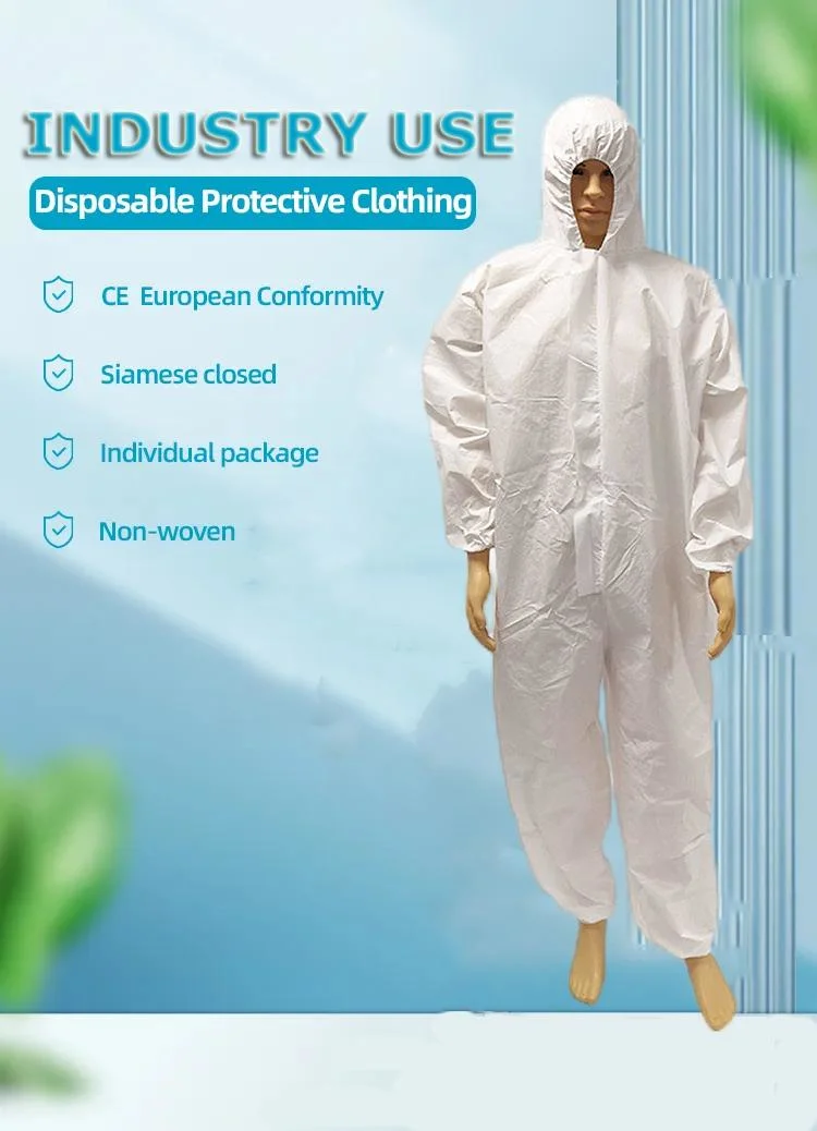 Non-Woven Fabrics Coverall Disposable Isolation Clothing Waterproof Personal Isolation Coverall White Blue Coverall Suit with Shoe Cover