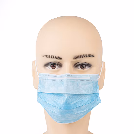 Máscara facial médica descartável não tecida com 3 dobras